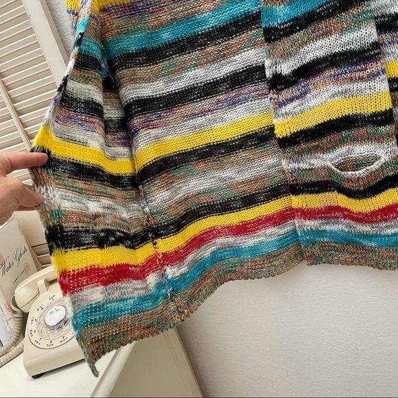 MISSLOOK Colorful Striped Knit Open Cardigan. Medium, NWOT - Picture 4 of 9